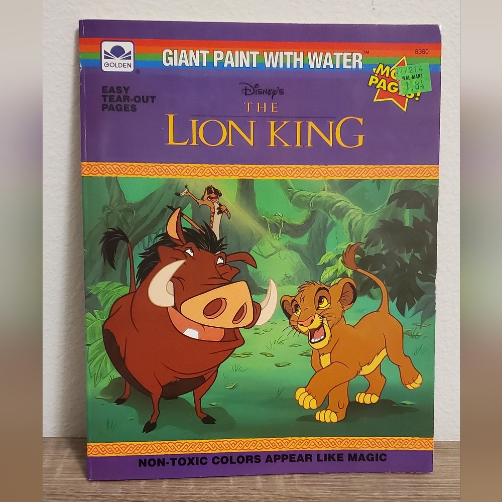 Vintage 1994 The Lion King Giant Paint with Water Book